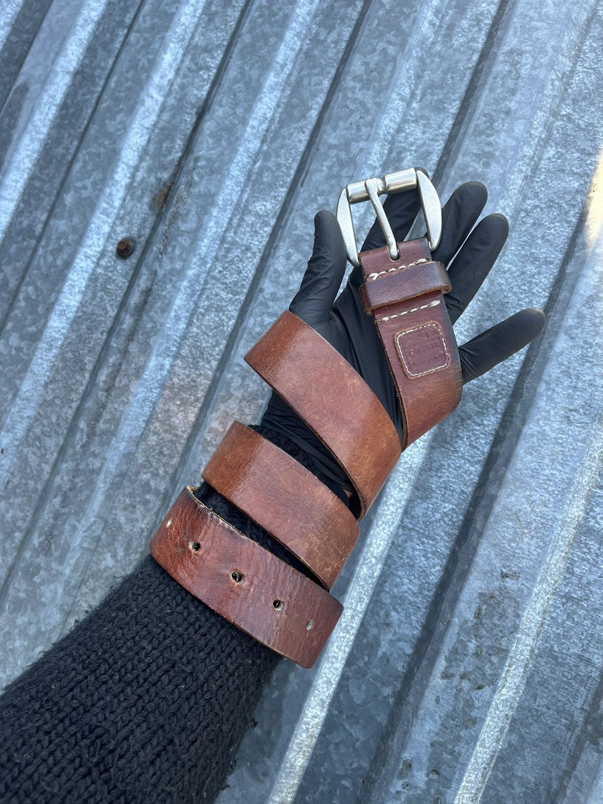 Fossil Fossil brown genuine leather vintage belt Size ONE SIZE - 1 Thumbnail