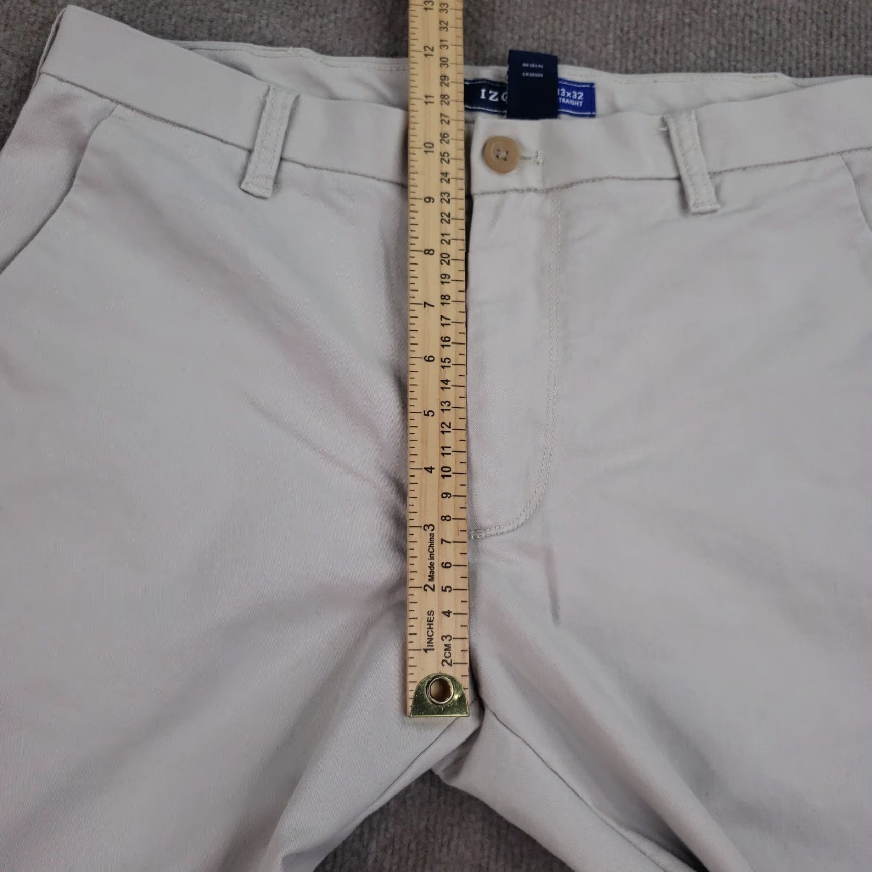 Izod IZOD Men's Beige Chino Straight Leg Pants 33x32 Stretch Casual Preppy Style Size US 33 - 6 Thumbnail