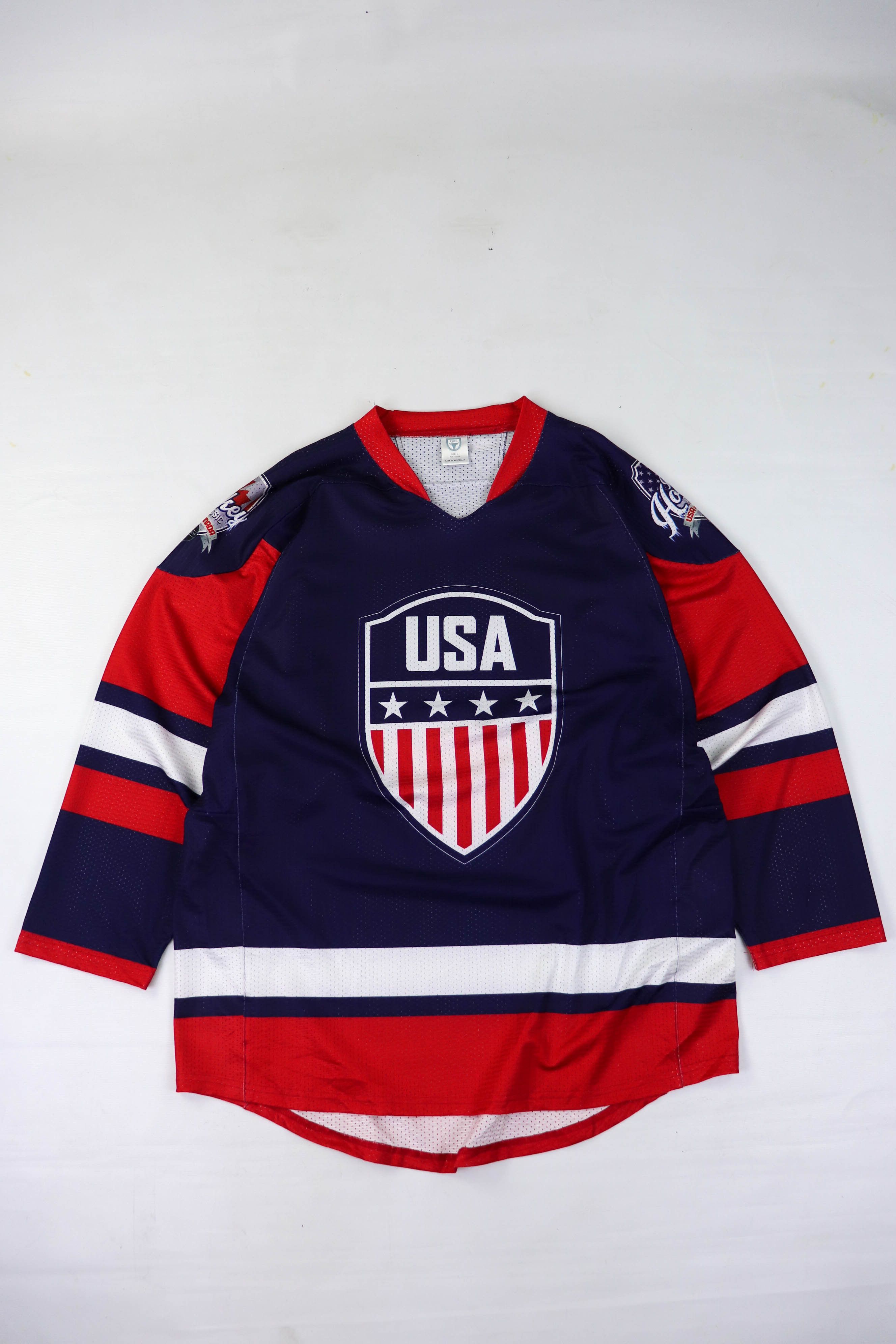 USA Olympics 2015 USA vs Canada Ice Hockey Oversized Baggy Mesh Jersey Size US L / EU 52-54 / 3 - 1 Thumbnail