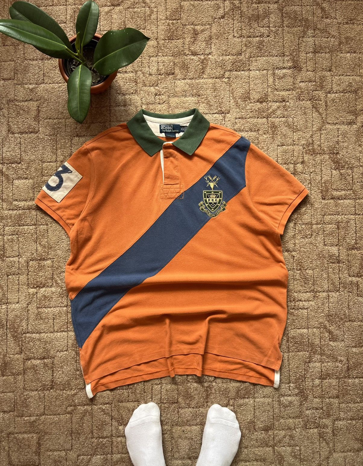 Polo Ralph Lauren Vintage Polo Ralph Lauren #3 Big Logo Orange Tee Chief Kief Size US XL / EU 56 / 4 - 1 Thumbnail