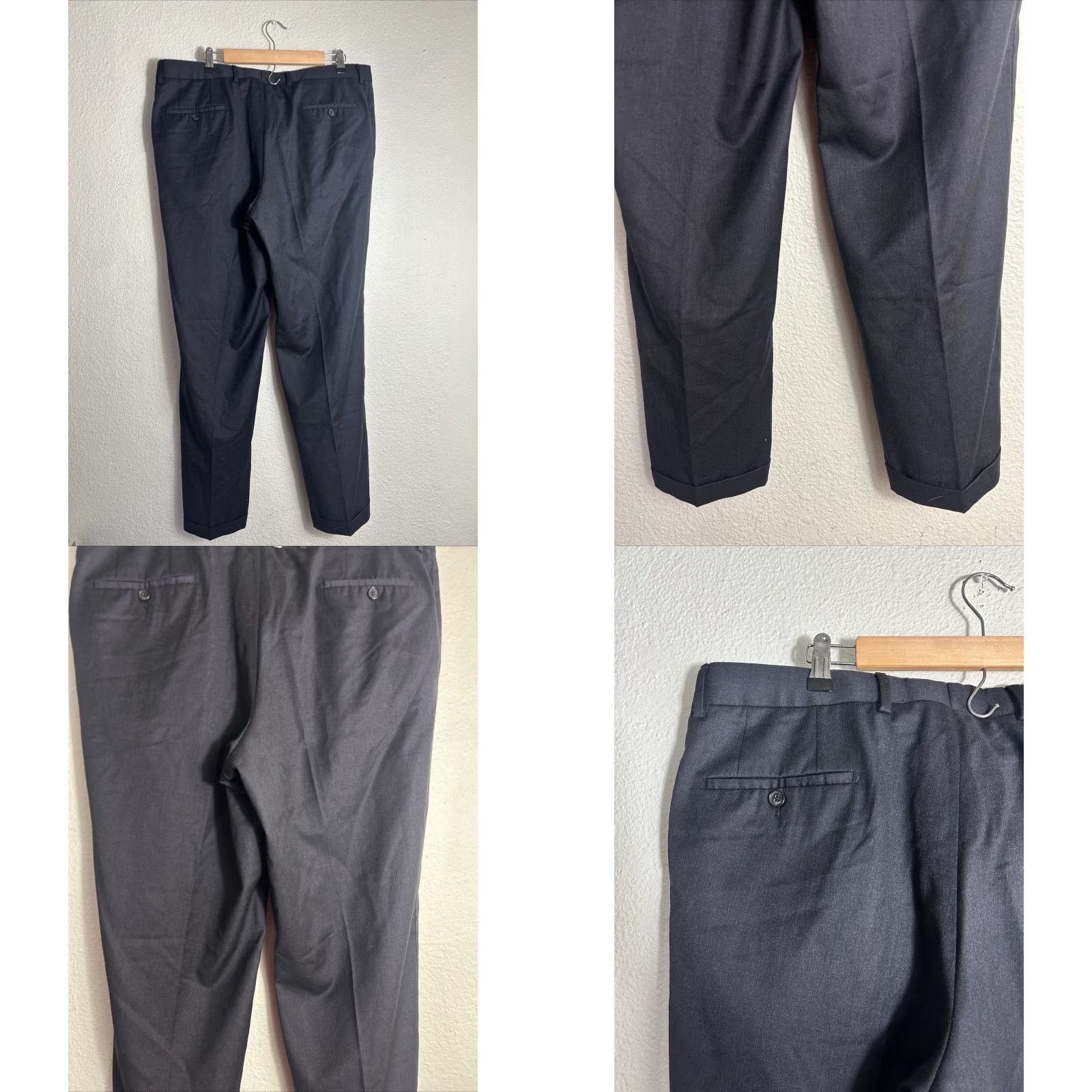 Vintage VINTAGE Hugo Boss Men’s Dress Pants Regular 40x32 Black Slacks Cuff 46R Altered Mens Size US 40 / EU 56 - 8 Thumbnail