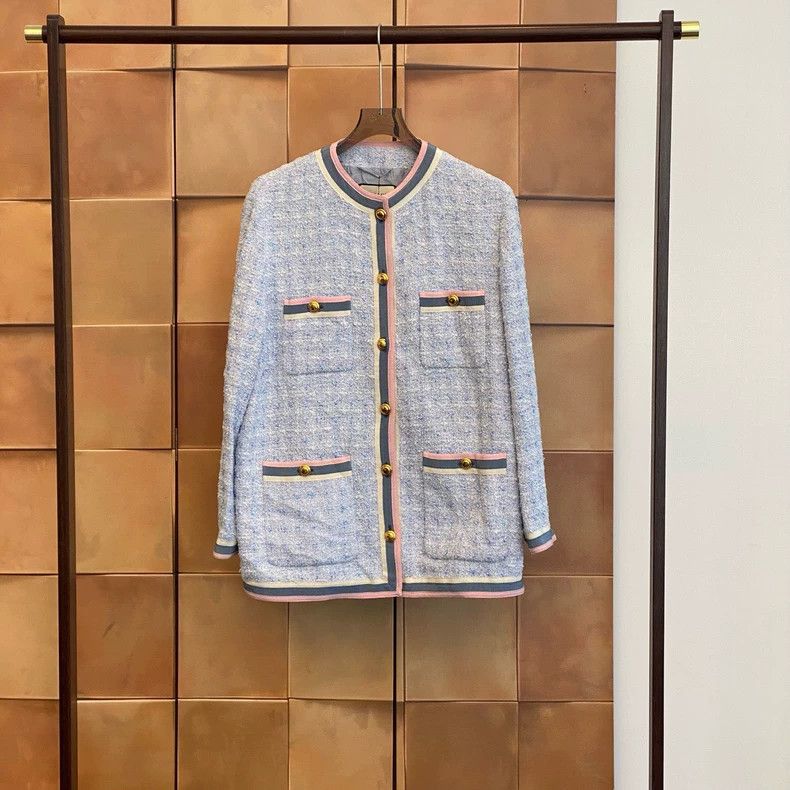 Gucci Gucci Blue and pink striped tweed gold buckle small fragran Size M / US 6-8 / IT 42-44 - 1 Thumbnail
