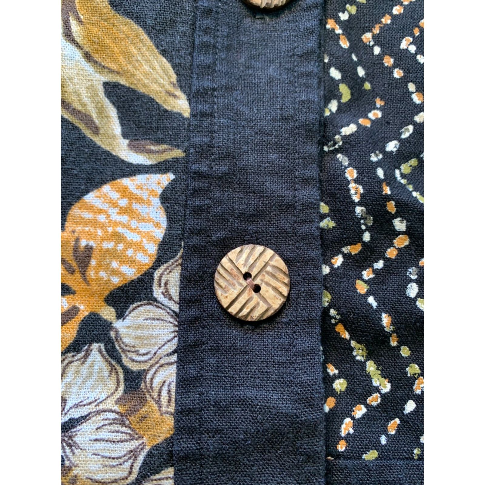Vintage Positive Attitude Shirt Womens Shirt Size 16 Black Floral Linen Collared Midi Short Sleeve Buttoned Cap Sleeve Vintage No Size XXL / US 16-18 / IT 52-54 - 4 Thumbnail