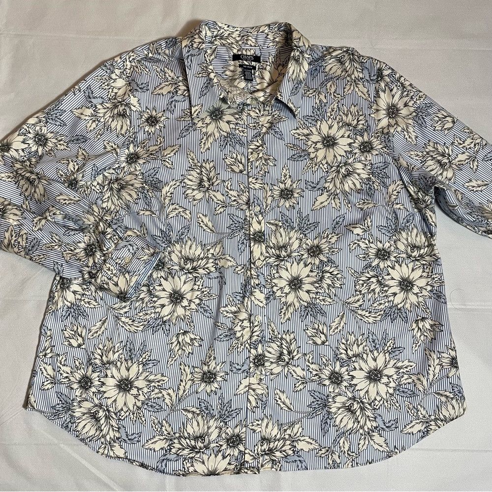 Chaps Chaps Floral Non Iron Long Sleeve Cotton Shirt Size 2X Size XXL / US 16-18 / IT 52-54 - 4 Thumbnail