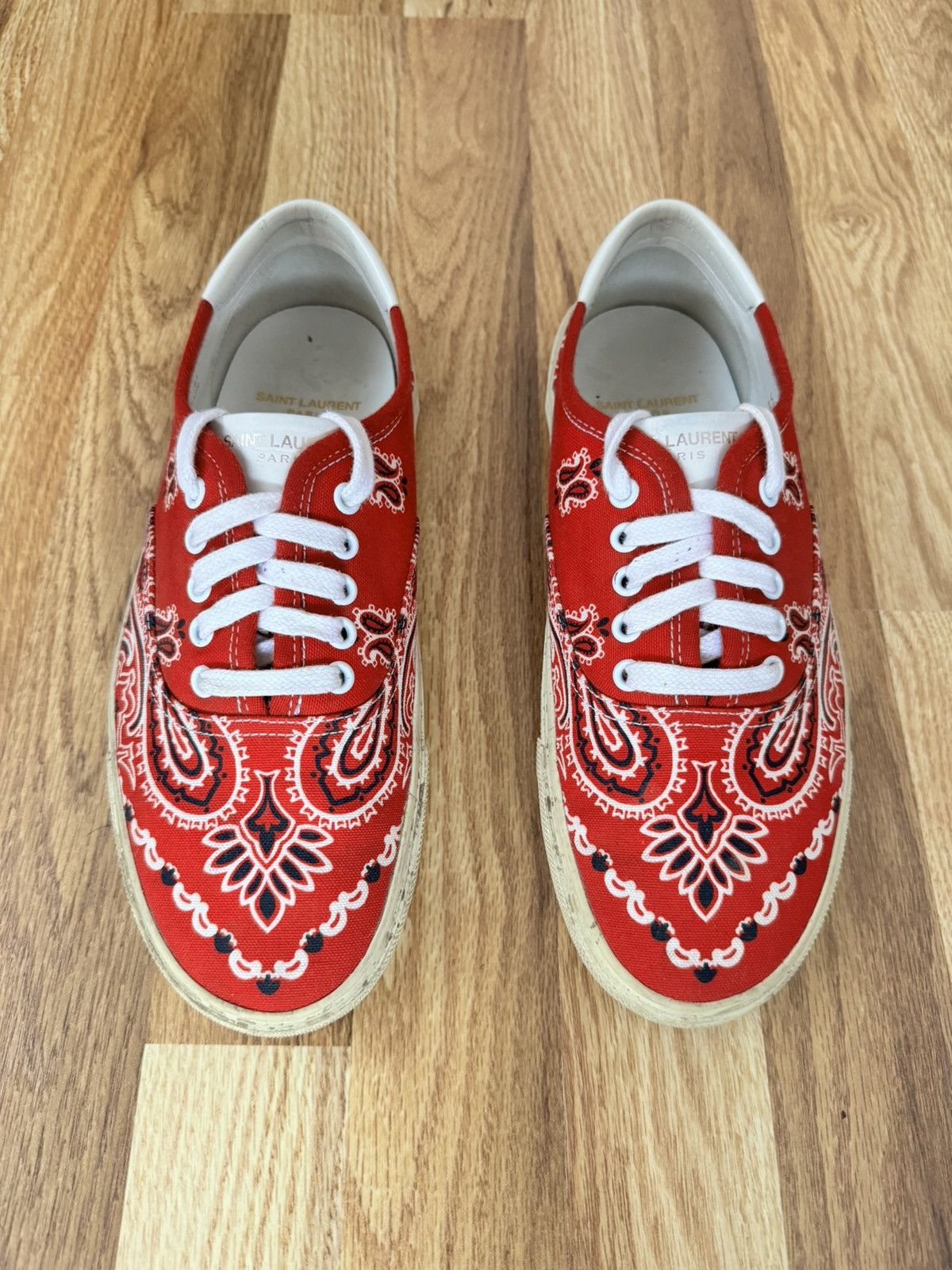 image of Saint Laurent Paris Saint Laurent Skate Red Bandana Shoes, Men's (Size 8)