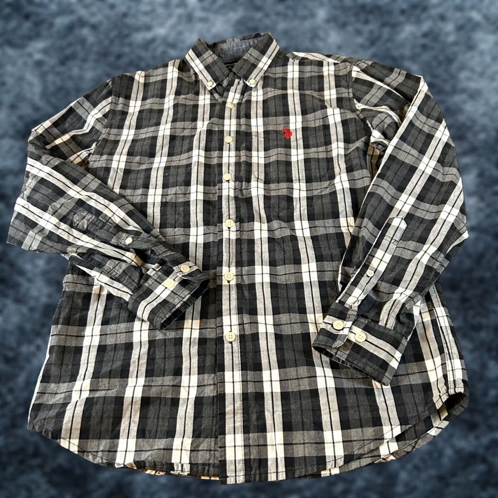 U.S. Polo Assn. U.S. Polo Assn. Plaid Shirt Button-Down Long Sleeve Black Gray Mens Small S Regular Cotton Pocketed Button-Up Shirt Casual Business Travel Defaulted Size US S / EU 44-46 / 1 - 1 Thumbnail