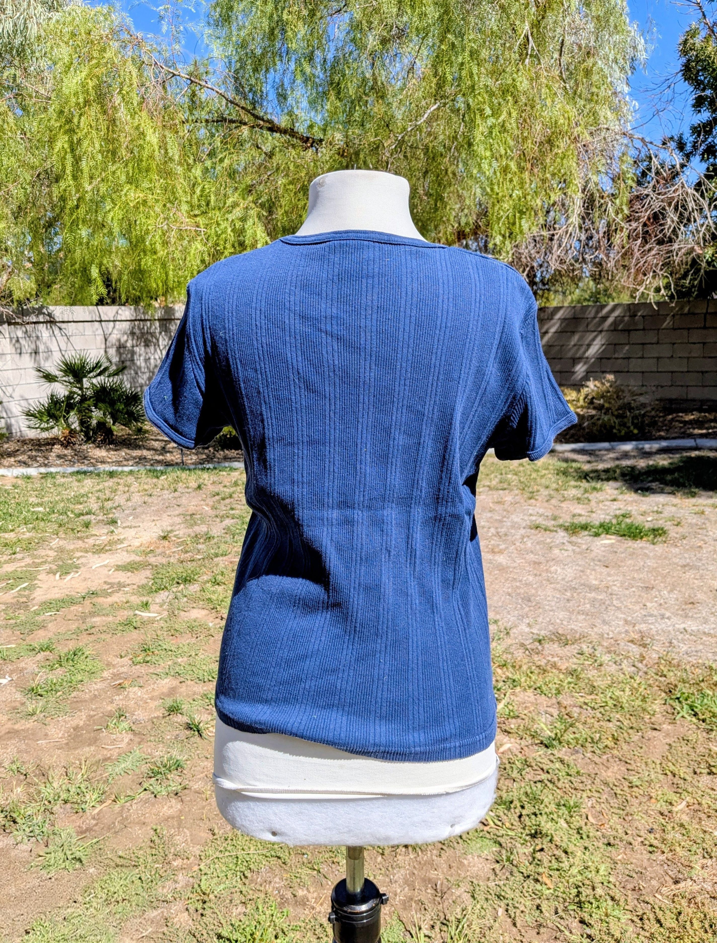 Other Vintage Xhilaration Ribbed Textured S/S Cotton Petite Shirt Size L / US 10 / IT 46 - 4 Thumbnail