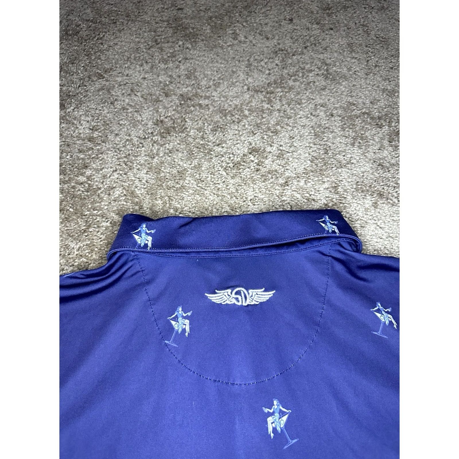 Vintage Straight Down Polo Shirt Mens XL Golf Performance Geometric Blue AOP Size US XL / EU 56 / 4 - 6 Thumbnail