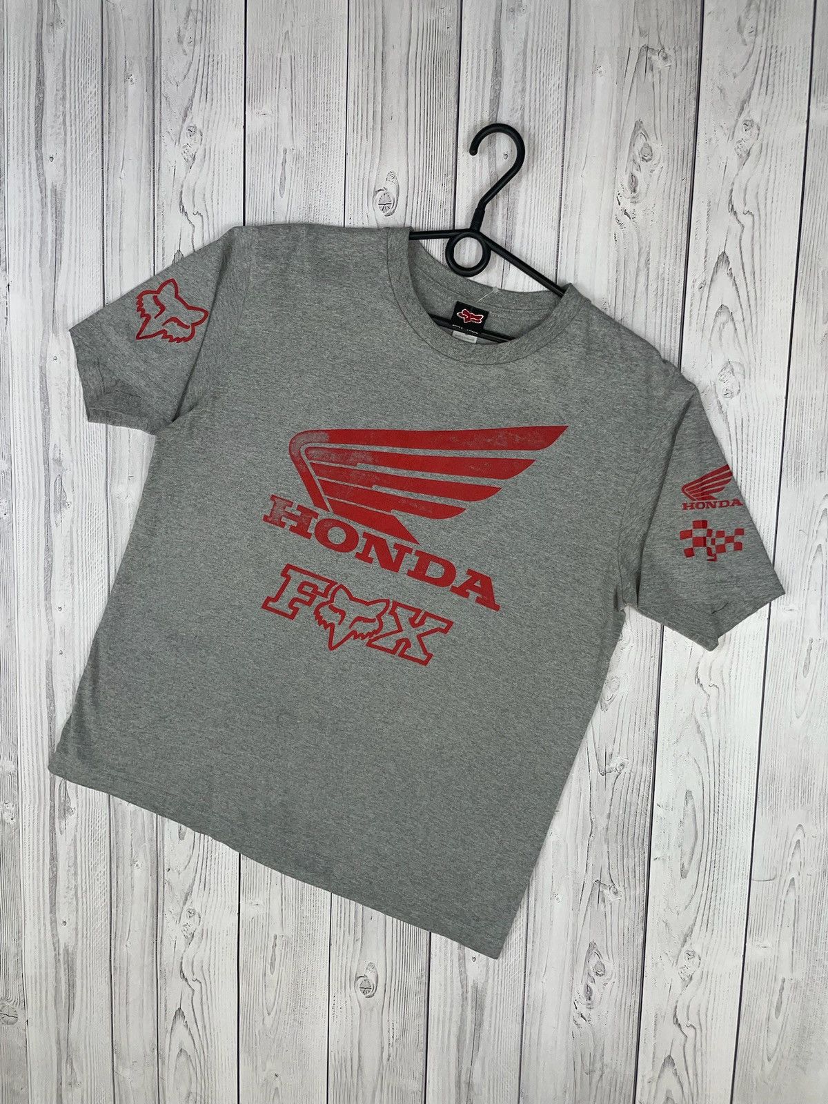 Vintage Fox Racing x Honda tee grey big logo size M-L