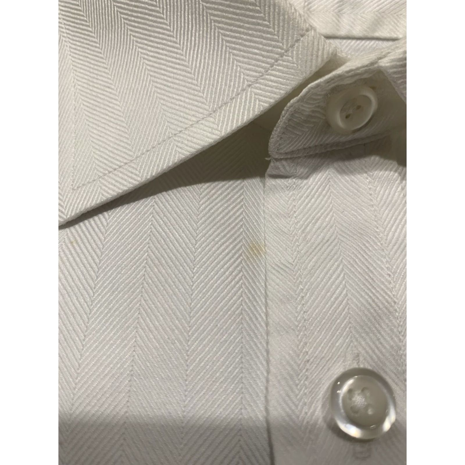 Joseph Joseph Turner Dress Shirt White Herringbone French Cuffs 18 37R Mens Regular Size 37 Neck 18in Business Size 36R - 7 Thumbnail