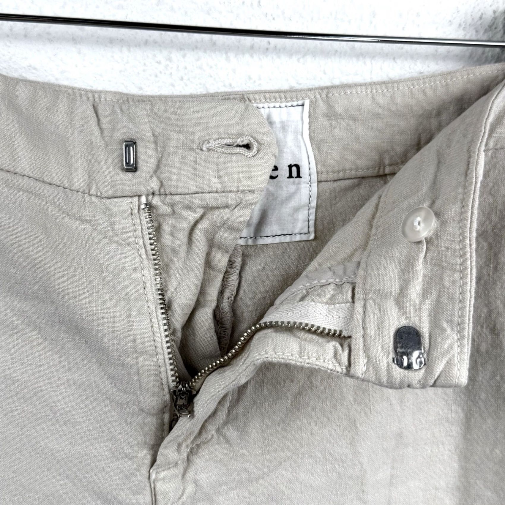 Frank & Eileen VINTAGE Frank & Eileen Kinsale Pants Womens 2 Beige Cotton Flax Cropped Raw Hem Pocket Size 26" / US 2 / IT 38 - 3 Thumbnail