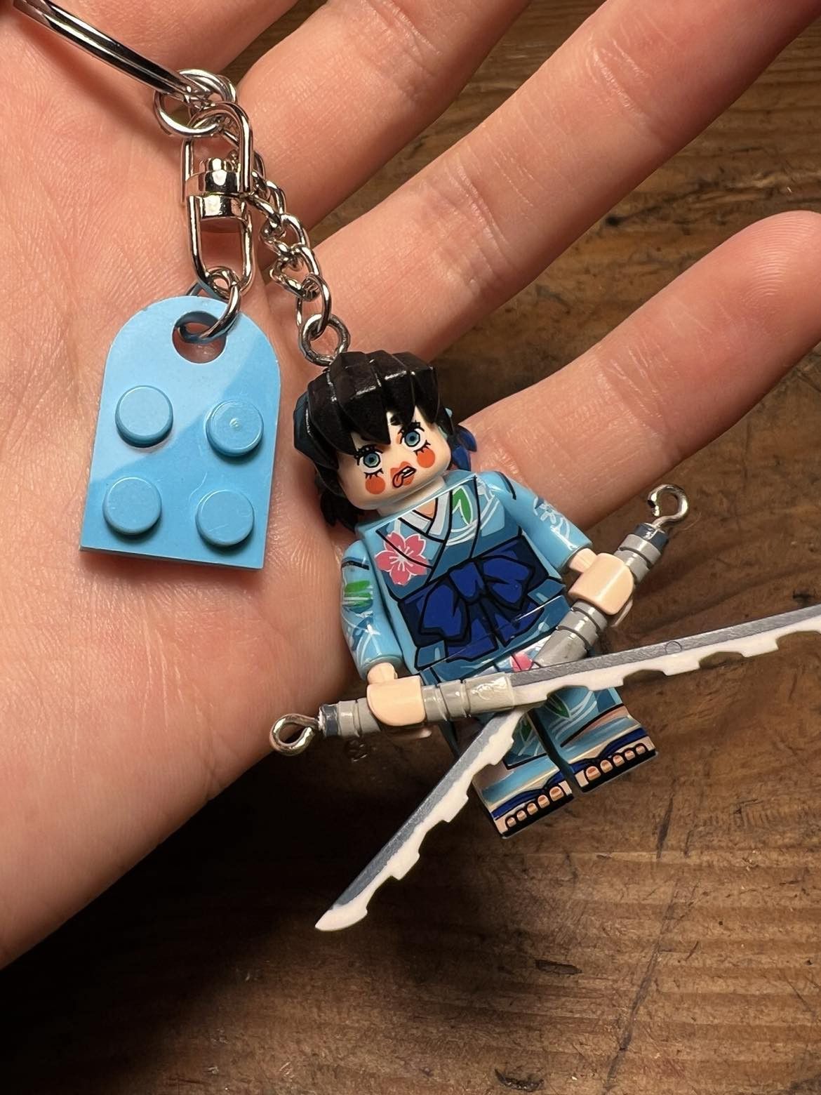 Anime Demon Slayer Zenitsu Inosuke anime minifigure keychain Size ONE SIZE - 9 Thumbnail