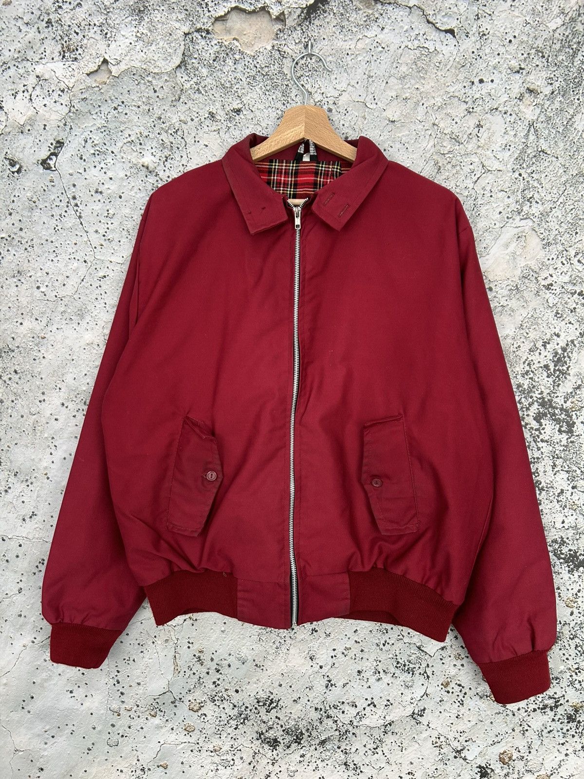 Vintage Red Bomber Jacket Checkered Avant Garde Boxy Baggy