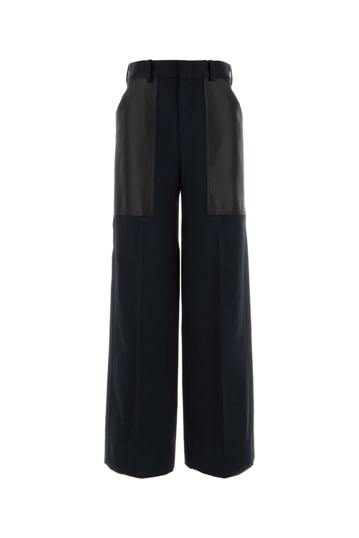 Bottega Veneta Dark Blue Wool And Cotton Palazzo Pant Size 28" / US 6 / IT 42 - 1 Thumbnail