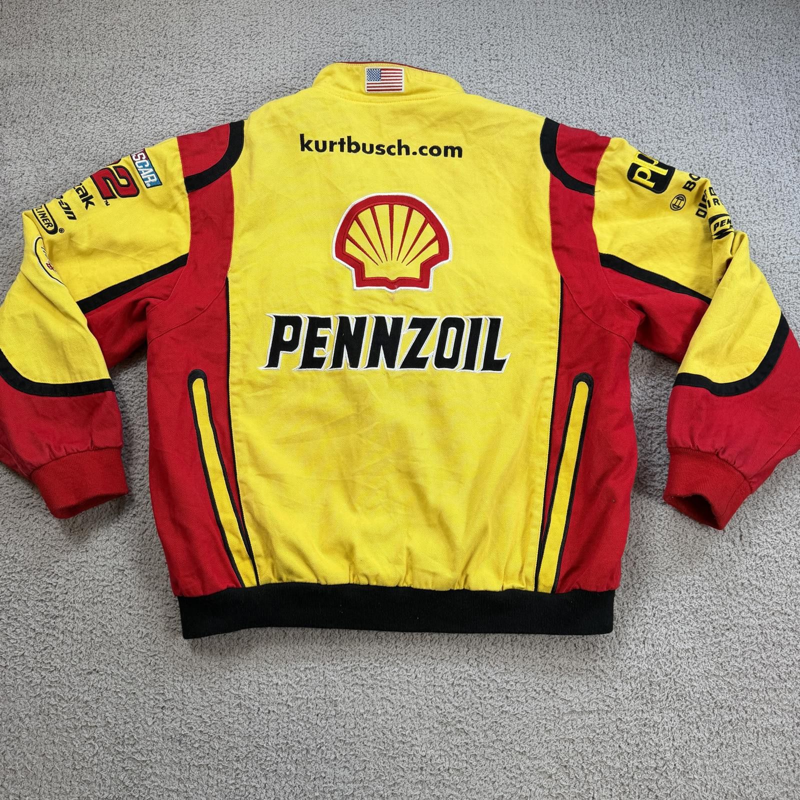 JH Design Vintage Kurt Busch Pennzoil NASCAR Racing Jacket Yellow XL Size US L / EU 52-54 / 3 - 2 Thumbnail