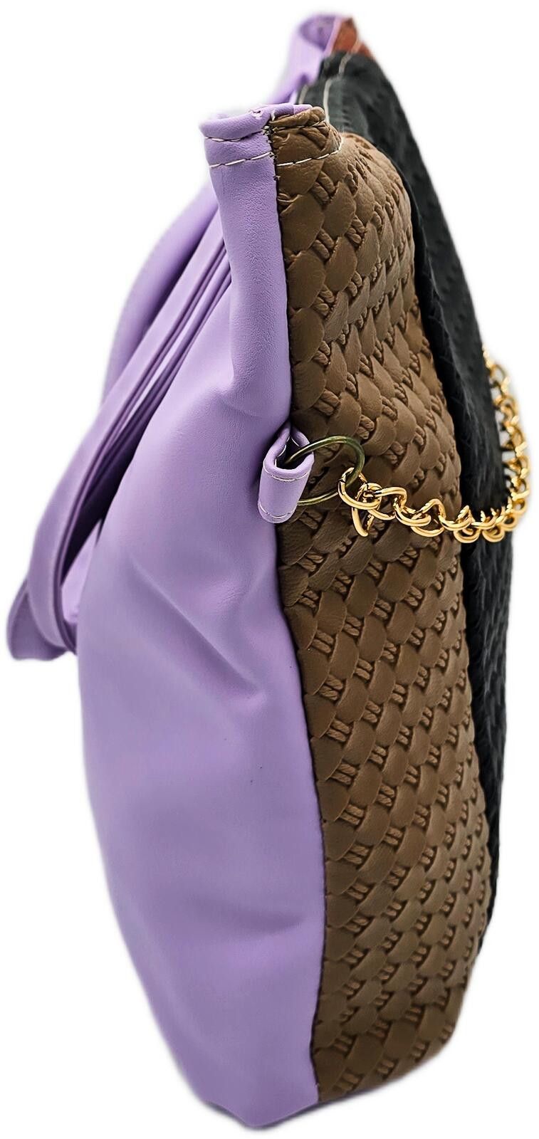 The Unbranded Brand Stylish Multi-Color Woven Tote Bag with Gold Chain Accent Size ONE SIZE - 7 Thumbnail