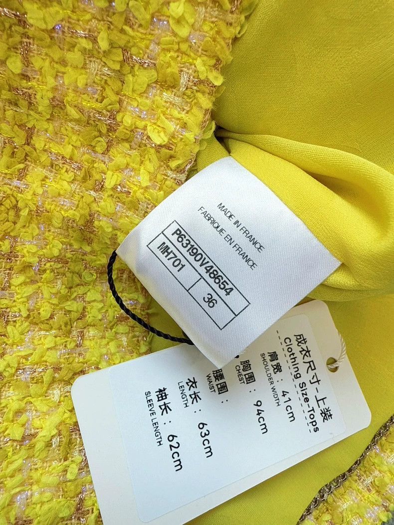 Chanel Chanel Yellow Checkered Four-Pocket Woven Jacket Size S / US 4 / IT 40 - 7 Thumbnail