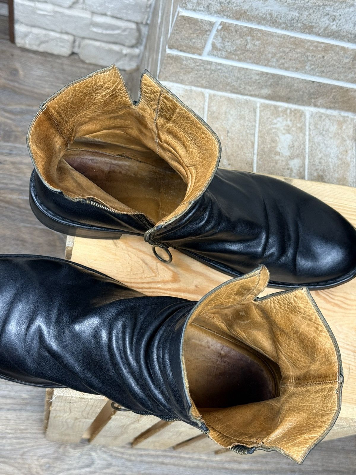 Fiorentini + Baker Fiorentini Baker Leather Black Side Zip Ankle Boots Size US 13 / EU 46 - 14 Thumbnail