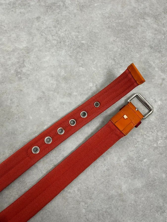 Prada 2000s Prada Orange Hybrid Leather Belt Size ONE SIZE - 4 Thumbnail