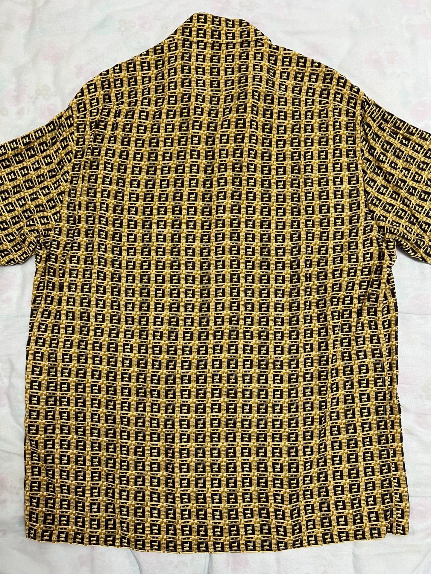Fendi Fendi Monogram Silk Oversized Shirt Men's 40 Ochre Size US M / EU 48-50 / 2 - 2 Thumbnail