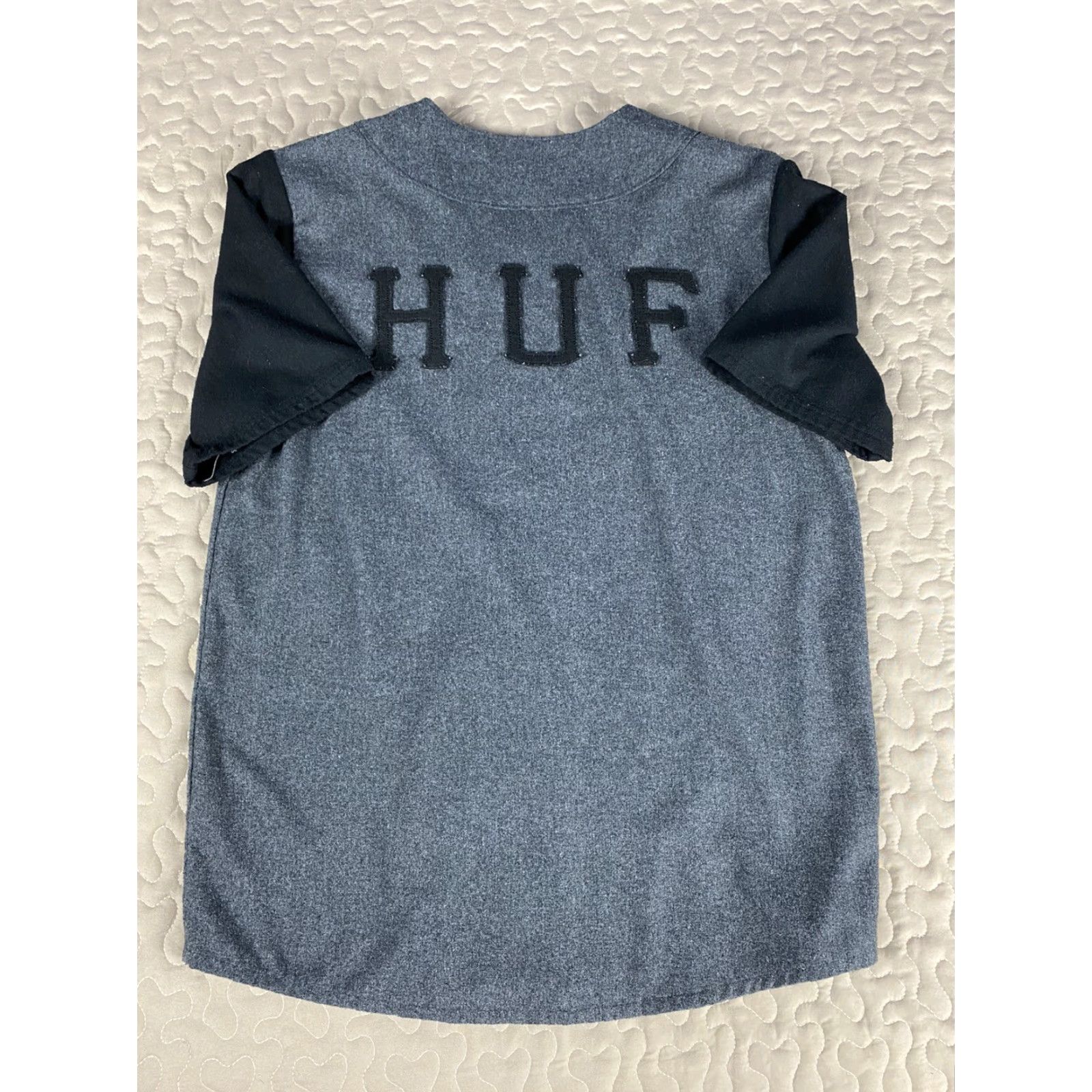 Huf VINTAGE HUF Baseball Jersey Mens L Wool Black & Gray Size US L / EU 52-54 / 3 - 2 Thumbnail