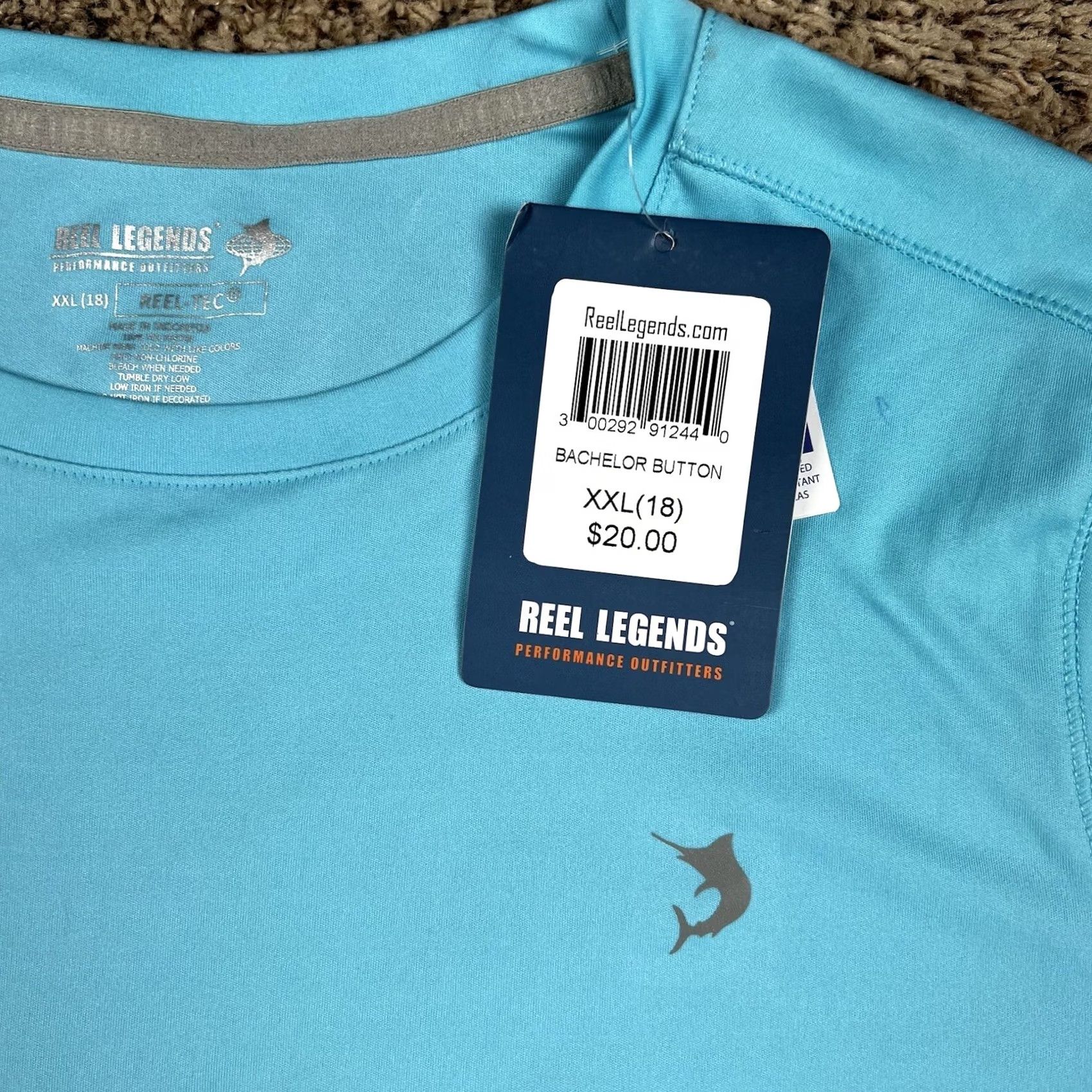 Vintage Reel Legends UV Protectant Performance Fishing Reel-Tec Mens Shirt 2XL Blue Size US XXL / EU 58 / 5 - 6 Thumbnail