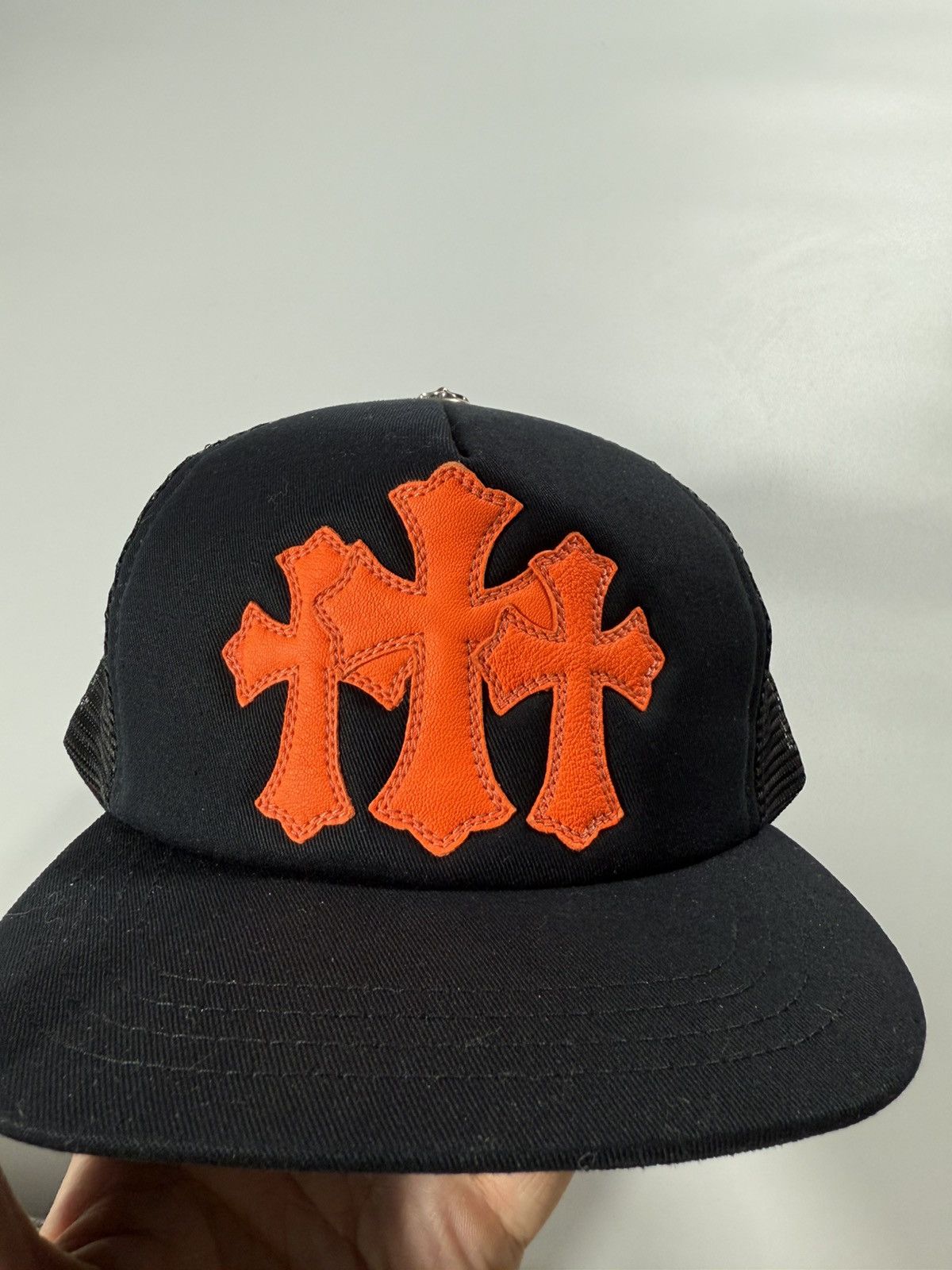 Chrome Hearts 🔥Chrome Hearts Black Orange Triple Cross Patches Hat🔥 Size ONE SIZE - 9 Thumbnail