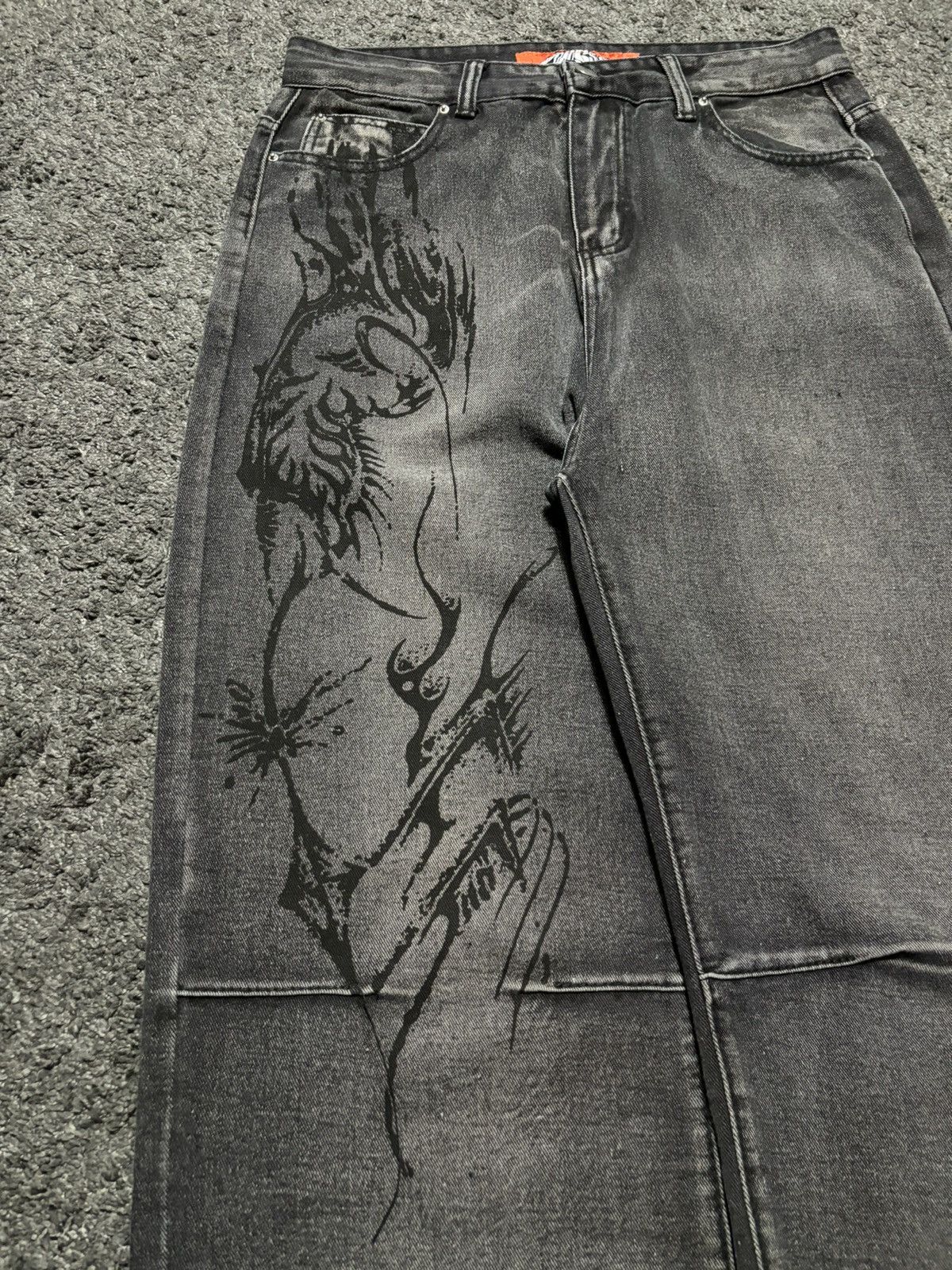 Vintage Vintage wide leg rare gray black fossile baggy jeans denim Size US 33 - 6 Thumbnail