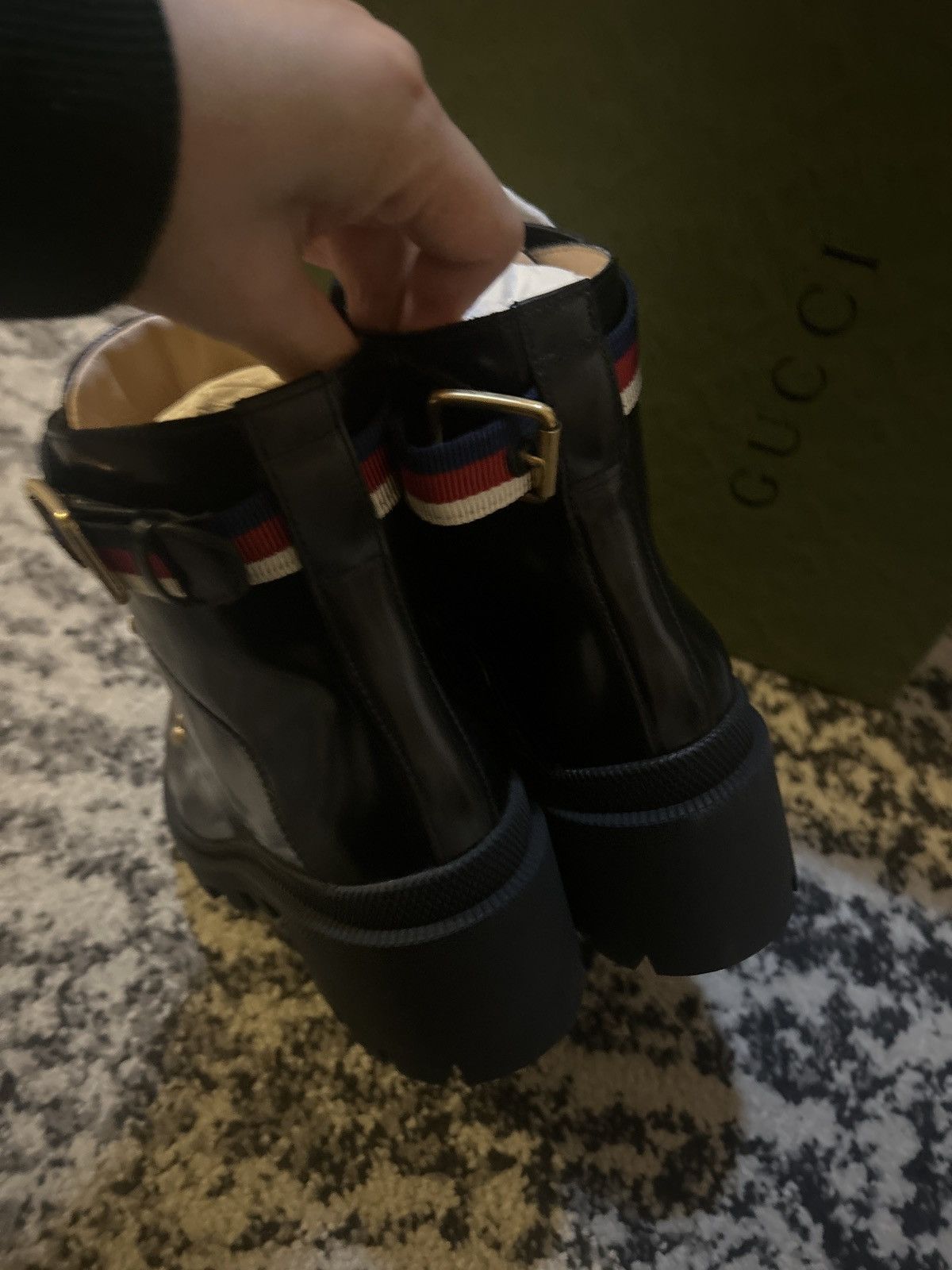 Gucci Gucci Leather Ankle Boots with Sylvie Web Size US 5.5 / IT 35.5 - 6 Thumbnail