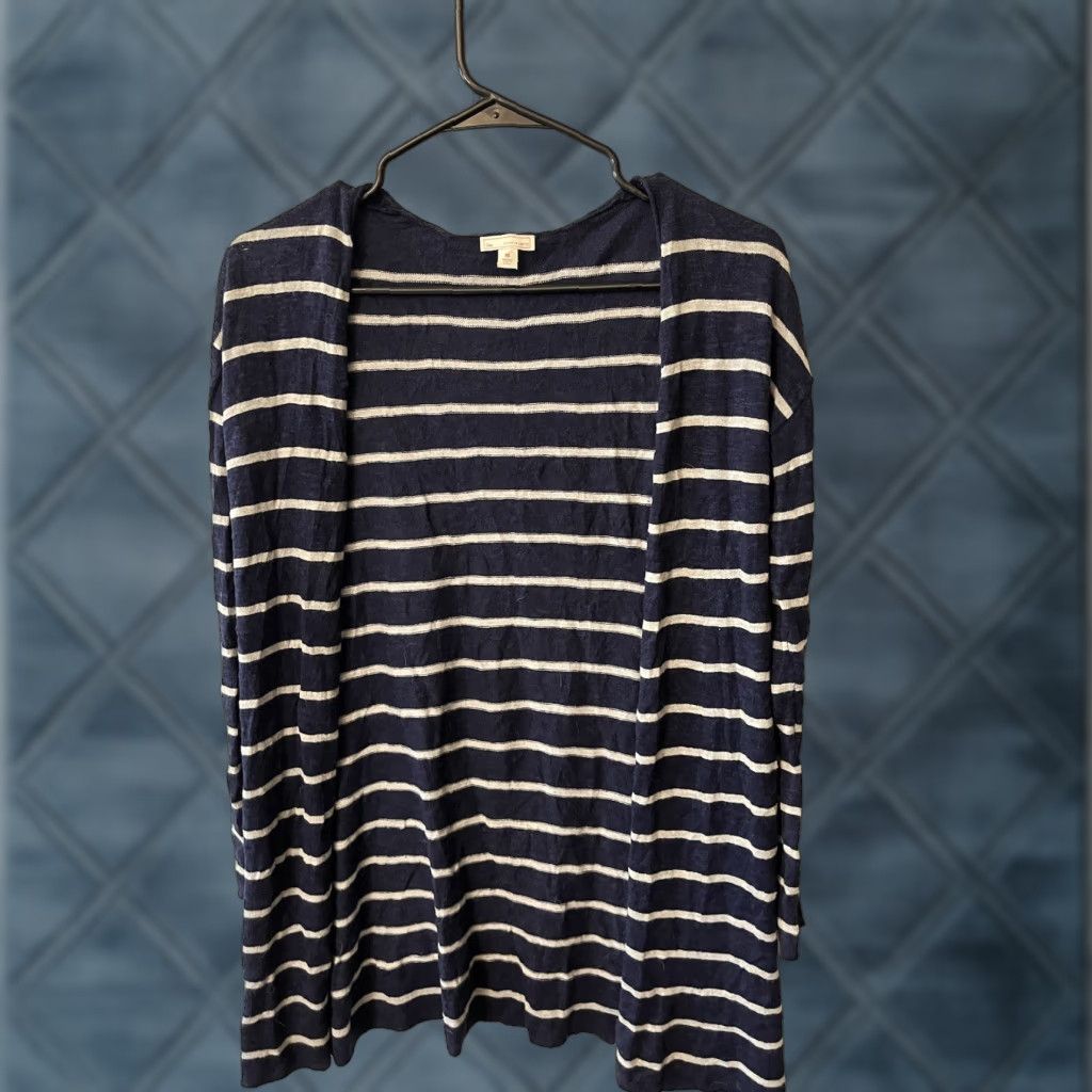 Gap Gap Cardigan Women XS Navy Blue Striped Open Front Short Sleeve Knit Sweatshirt Sweater Casual Fashion Size XS / US 0-2 / IT 36-38 - 1 Thumbnail