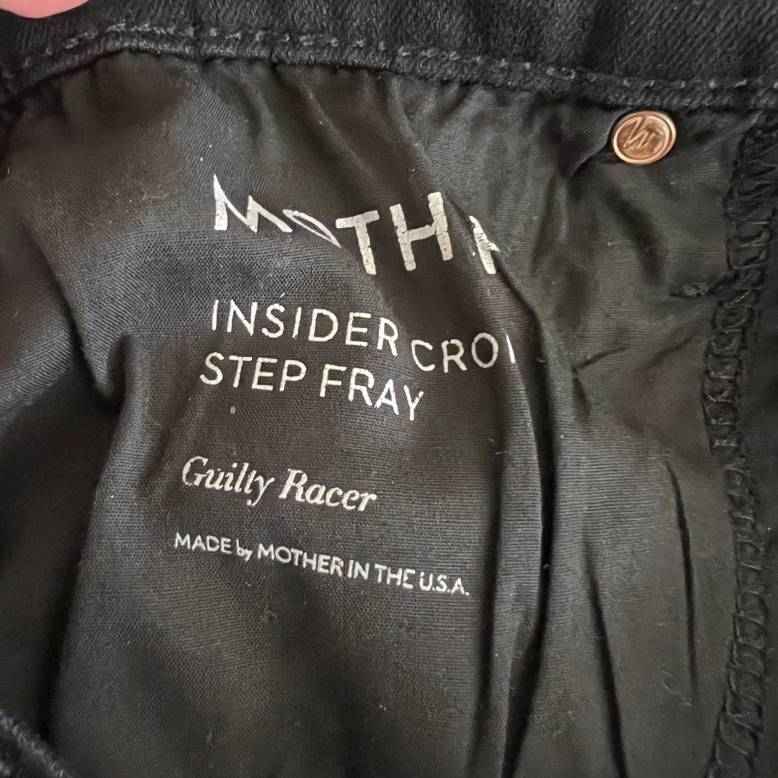 MOTHER Mother Insider Crop Step Fray jeans in Guilty Racer black Size 25" / US 0 / IT 36 - 10 Thumbnail