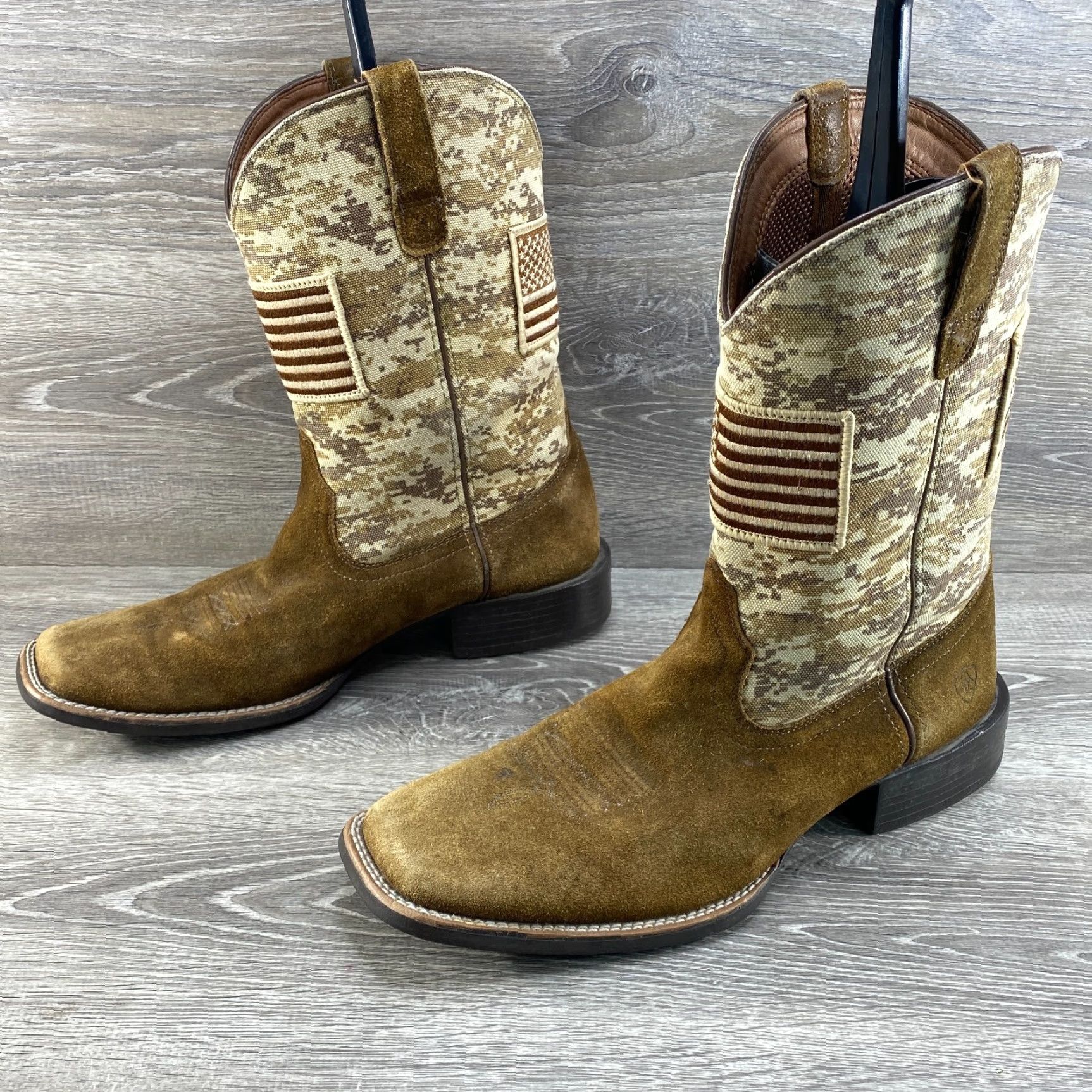 Ariat Ariat Mens 13 D Cowboy Boots Sport Patriot Sand Storm Leather Camo American Flag Shirt? Size US 12 / EU 45 - 6 Thumbnail