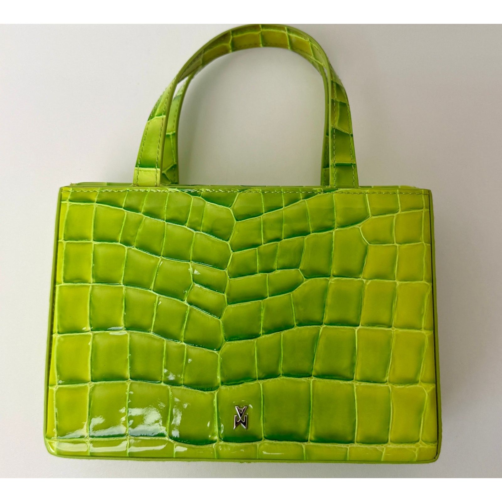 Amina Muaddi EUC Amina Muaddi Mini Croc Embossed Lime Green Bag Size ONE SIZE - 5 Thumbnail