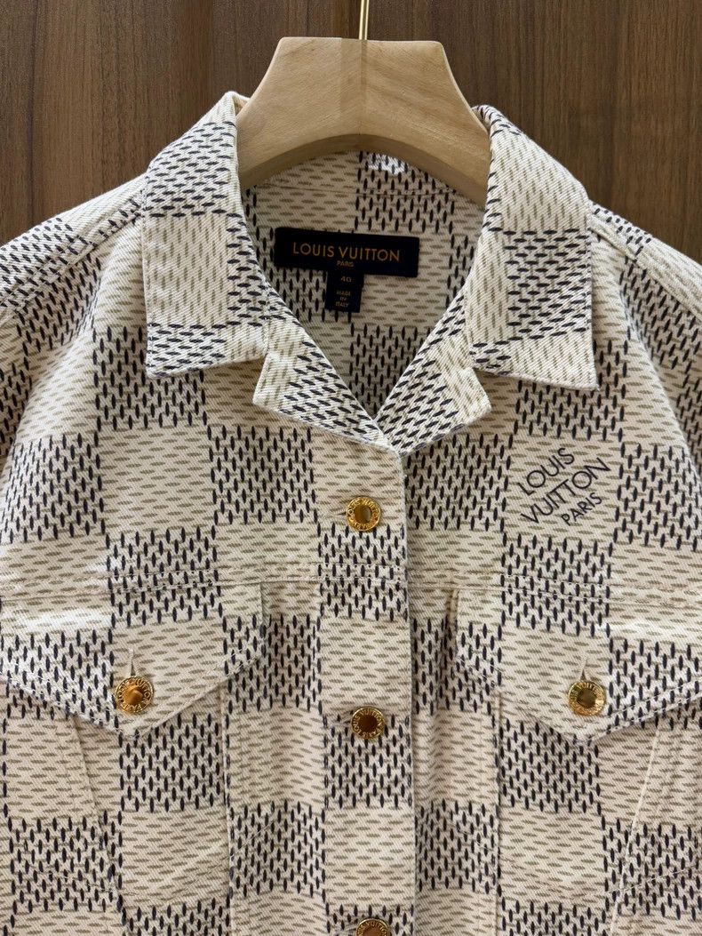 Louis Vuitton Louis Vuitton White checkered denim jacket Size S / US 4 / IT 40 - 3 Thumbnail