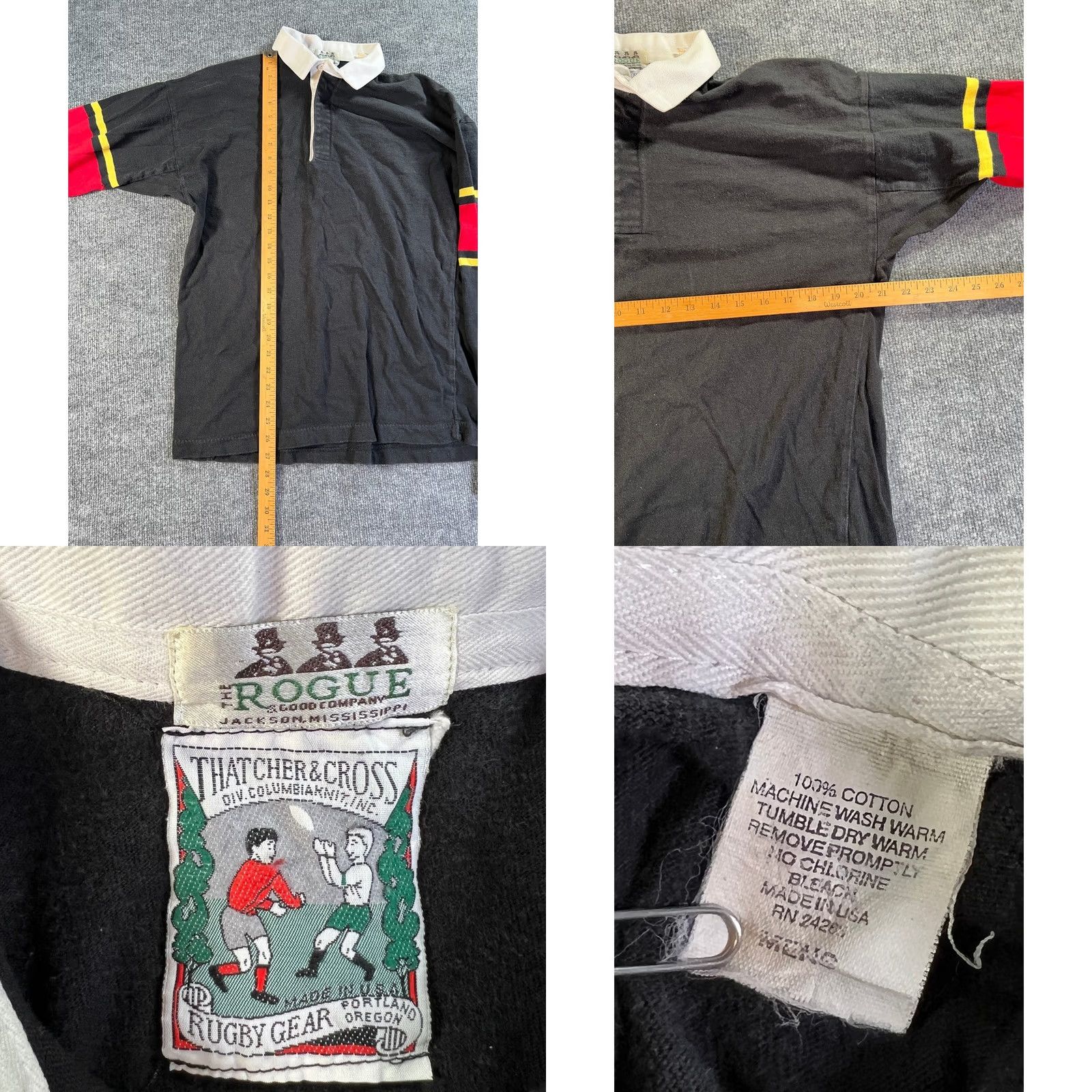 Vintage VINTAGE Rogue Rugby Shirt Mens L Black Red Yellow Striped Sleeve White Collar USA Size US L / EU 52-54 / 3 - 8 Thumbnail