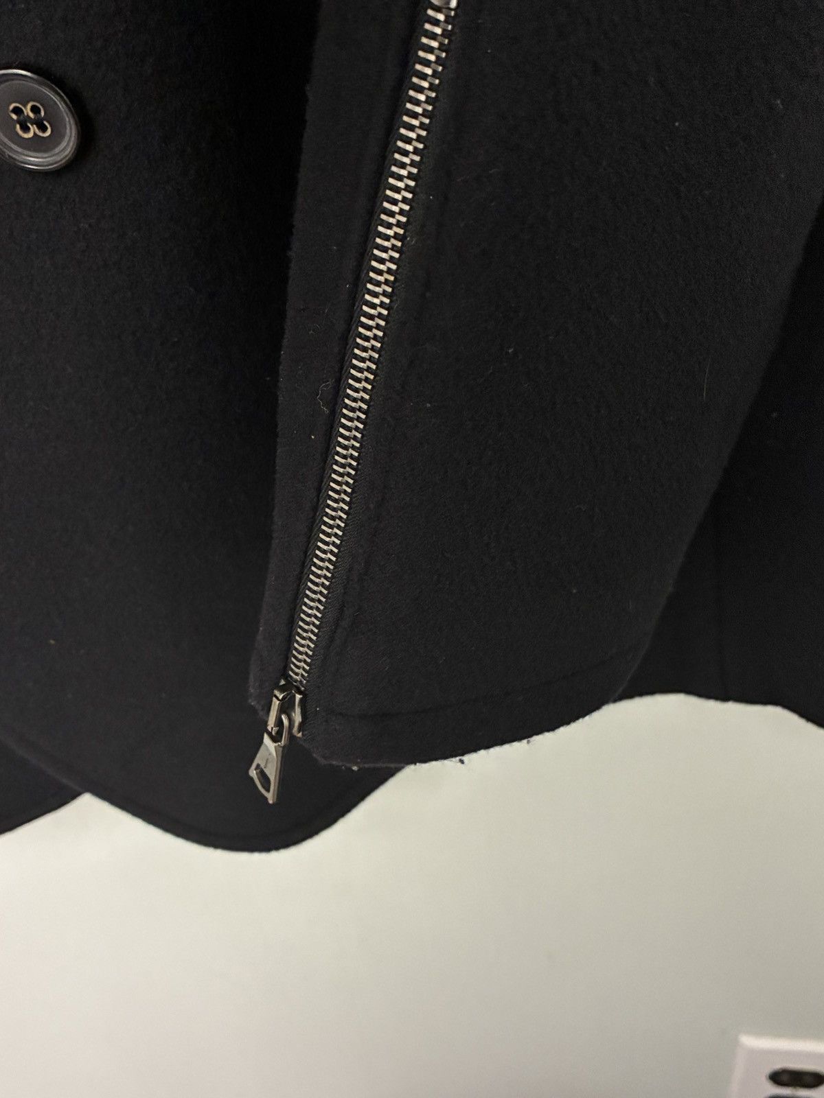 John Varvatos Black leather collar peacoat jacket EU 52 USA 42 Size US L / EU 52-54 / 3 - 4 Thumbnail