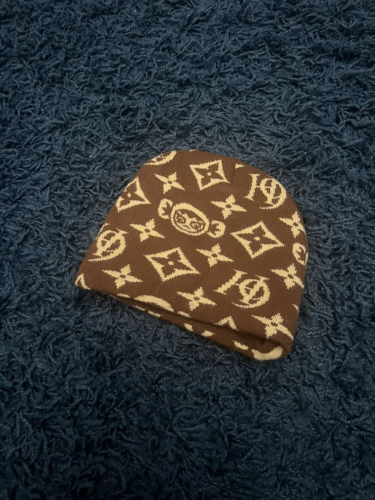 image of Happy99 Monogram Beanie in Brown, Men's
