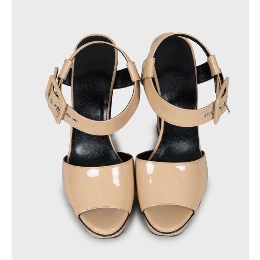 Hermes Hermès Beige Patent Leather Sandals Sz.37.5 Size US 6.5 / IT 36.5 - 2 Thumbnail