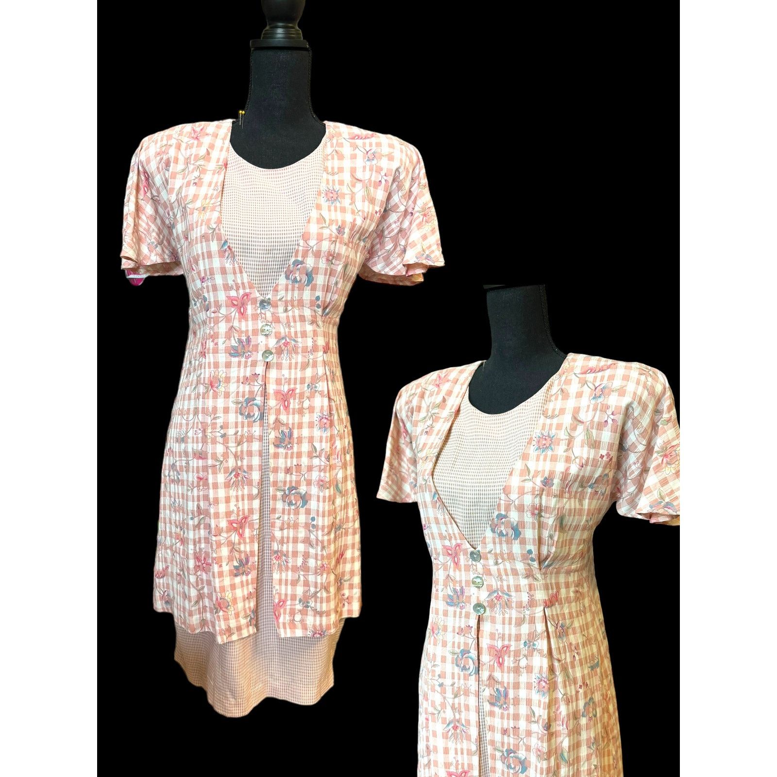 Vintage Vintage Pink 80's dress Cottagecore Expo sz 12 Granny Twee Size XL / US 12-14 / IT 48-50 - 1 Thumbnail