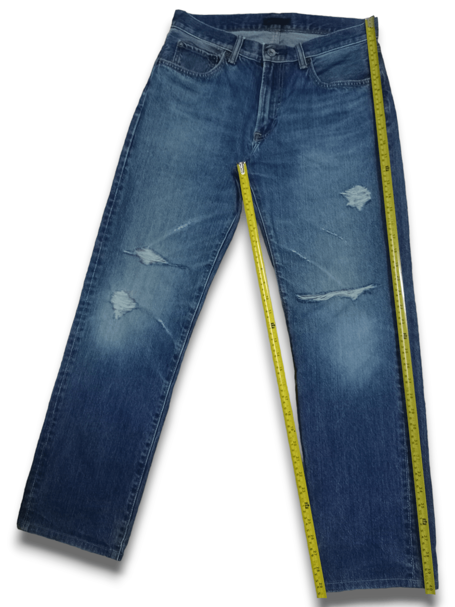 Japanese Brand Vintage Japanese Uniqlo Blue Wash Distressed Loose Jeans Size US 31 - 9 Thumbnail