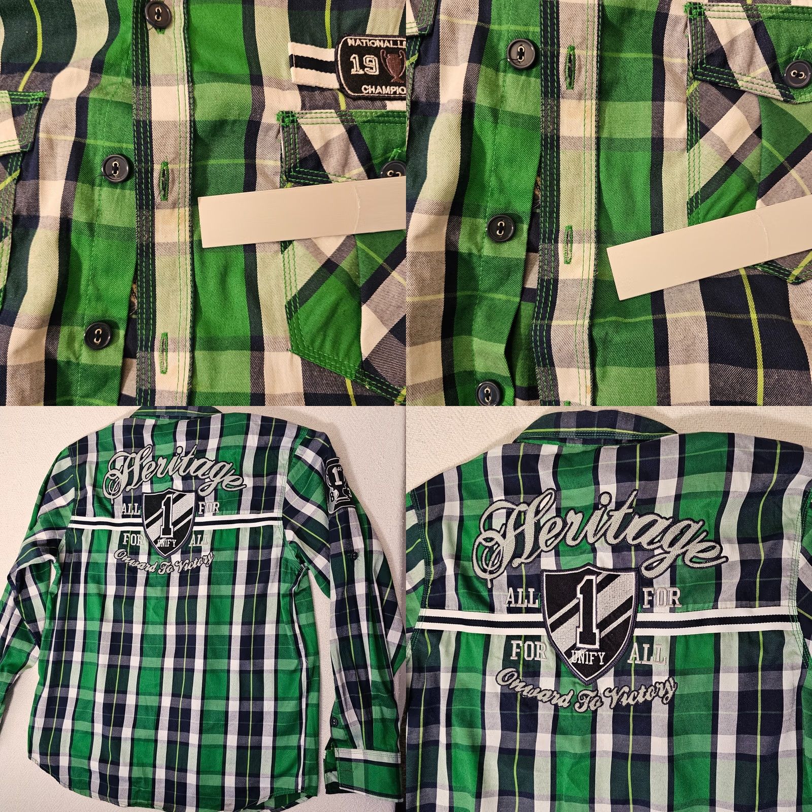 Vintage Raw Blue Mens Button-Up Shirt Plaid Green Long Sleeve Size L Regular Collar-Down Vintage No (Note: Vintage: No) Size US L / EU 52-54 / 3 - 8 Thumbnail