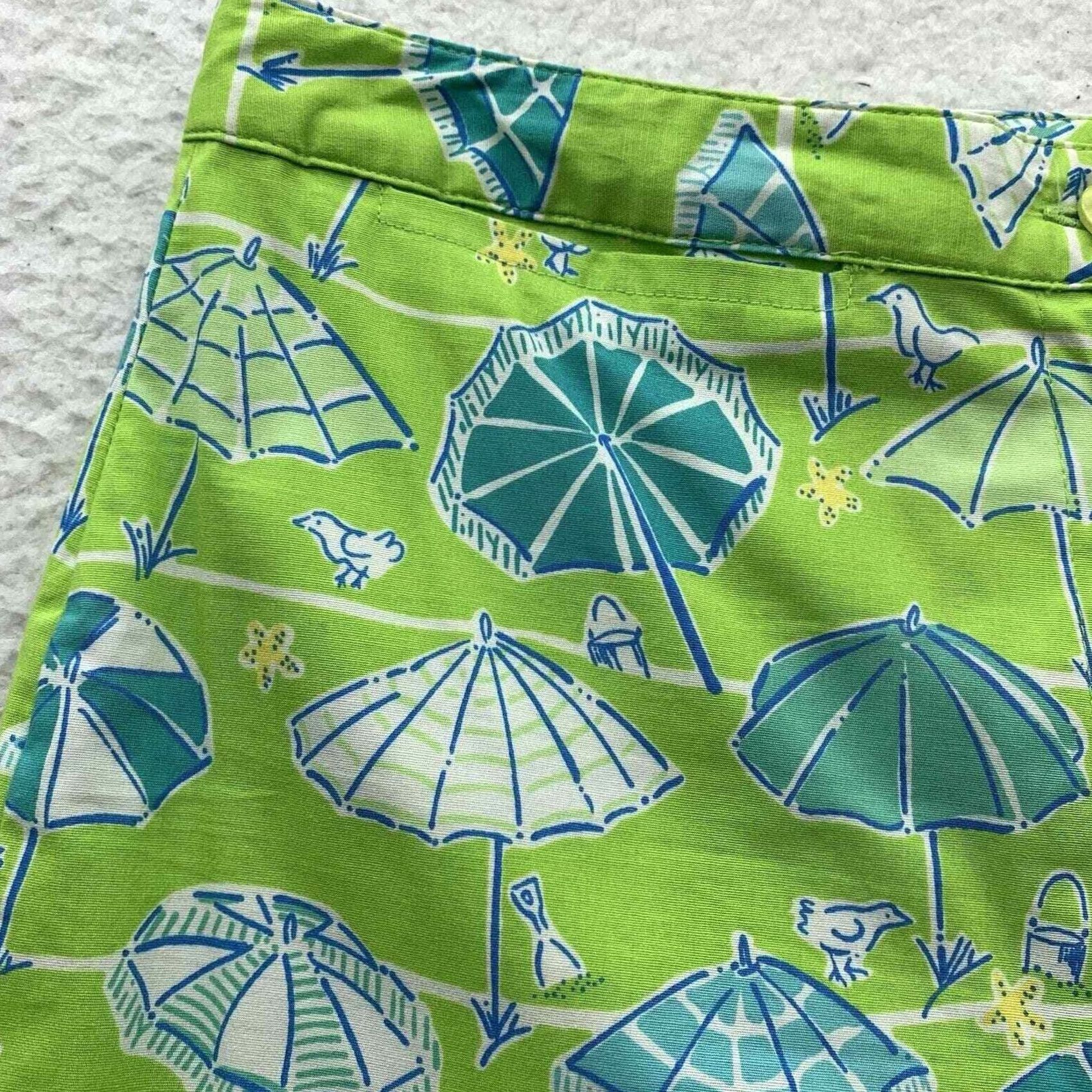 Lilly Pulitzer VINTAGE Lilly Pulitzer Pants Womens 6 Capri Beach Umbrella Seagull Sand Dollar Green Size 30" / US 8 / IT 44 - 3 Thumbnail
