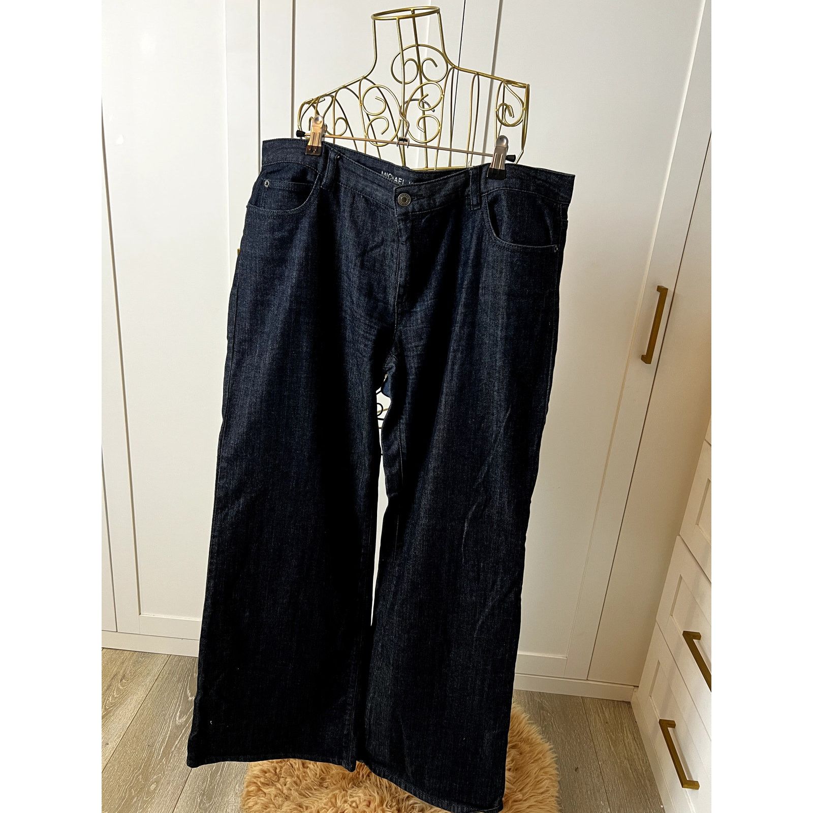 Michael Kors Michael Kors Blue Wide Leg Jeans Bedazzled MK Back Pocket Size 34" / US 12 / IT 48 - 1 Thumbnail