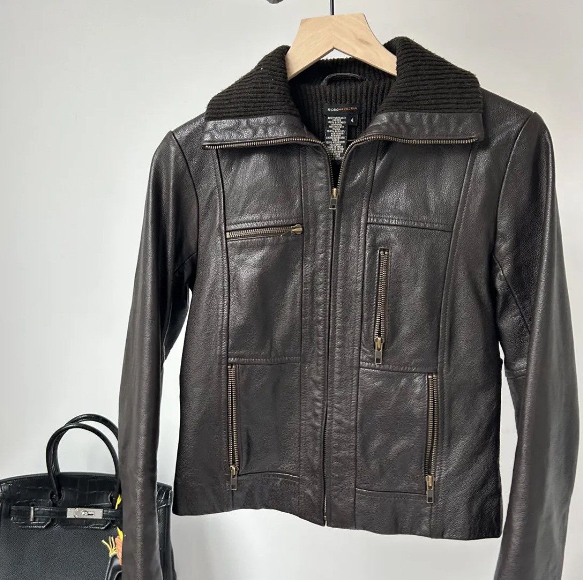 Bcbgmaxazria 100% Leather Moto Jacket BCBG MaxAzria Classic Biker Style Size S / US 4 / IT 40 - 2 Thumbnail