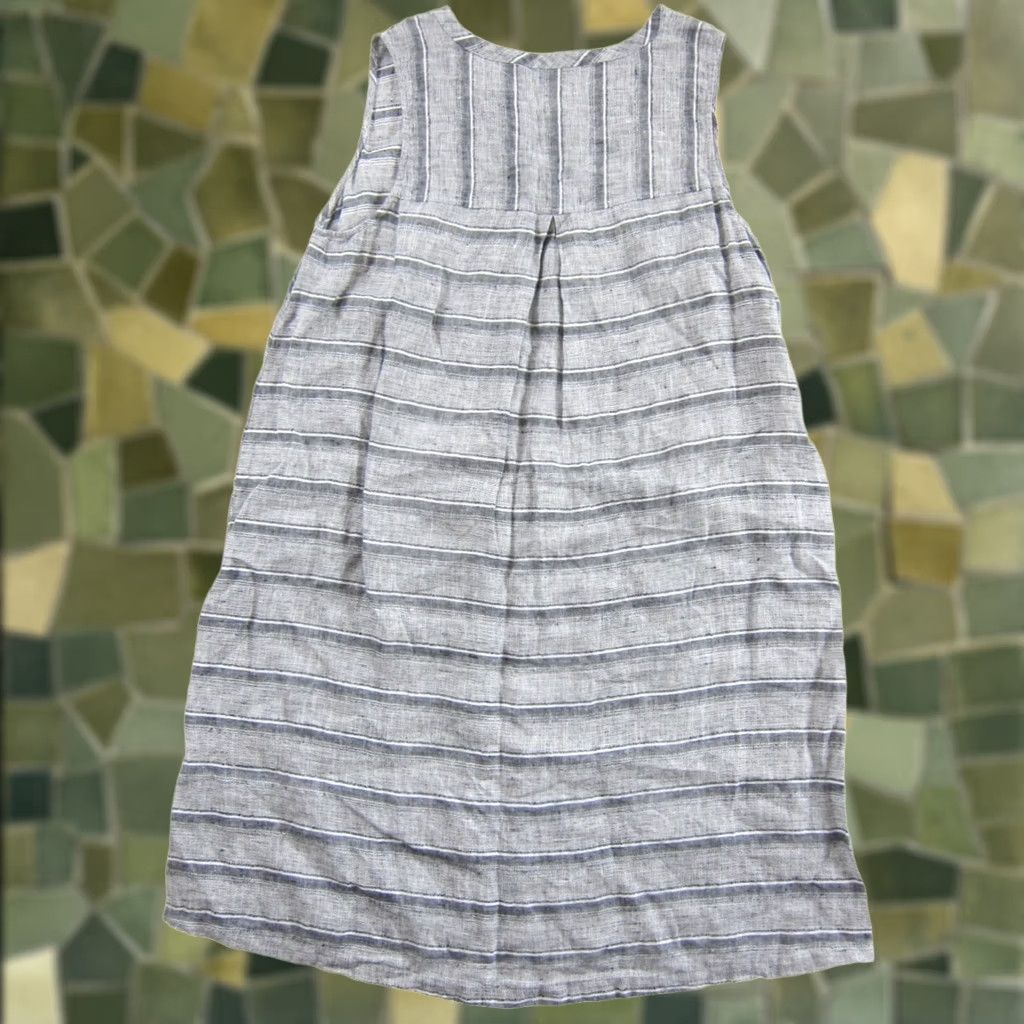 Habitat Habitat 100% Linen Grey Striped V-Neck Pocket Shift Tank Tunic Smock Dress M Size M / US 6-8 / IT 42-44 - 1 Thumbnail