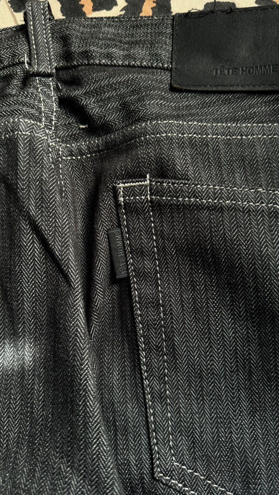 Tete Homme TETE HOMME Issey Miyake Japan Herringbone Twill Denim Grey Size US 31 - 12 Thumbnail