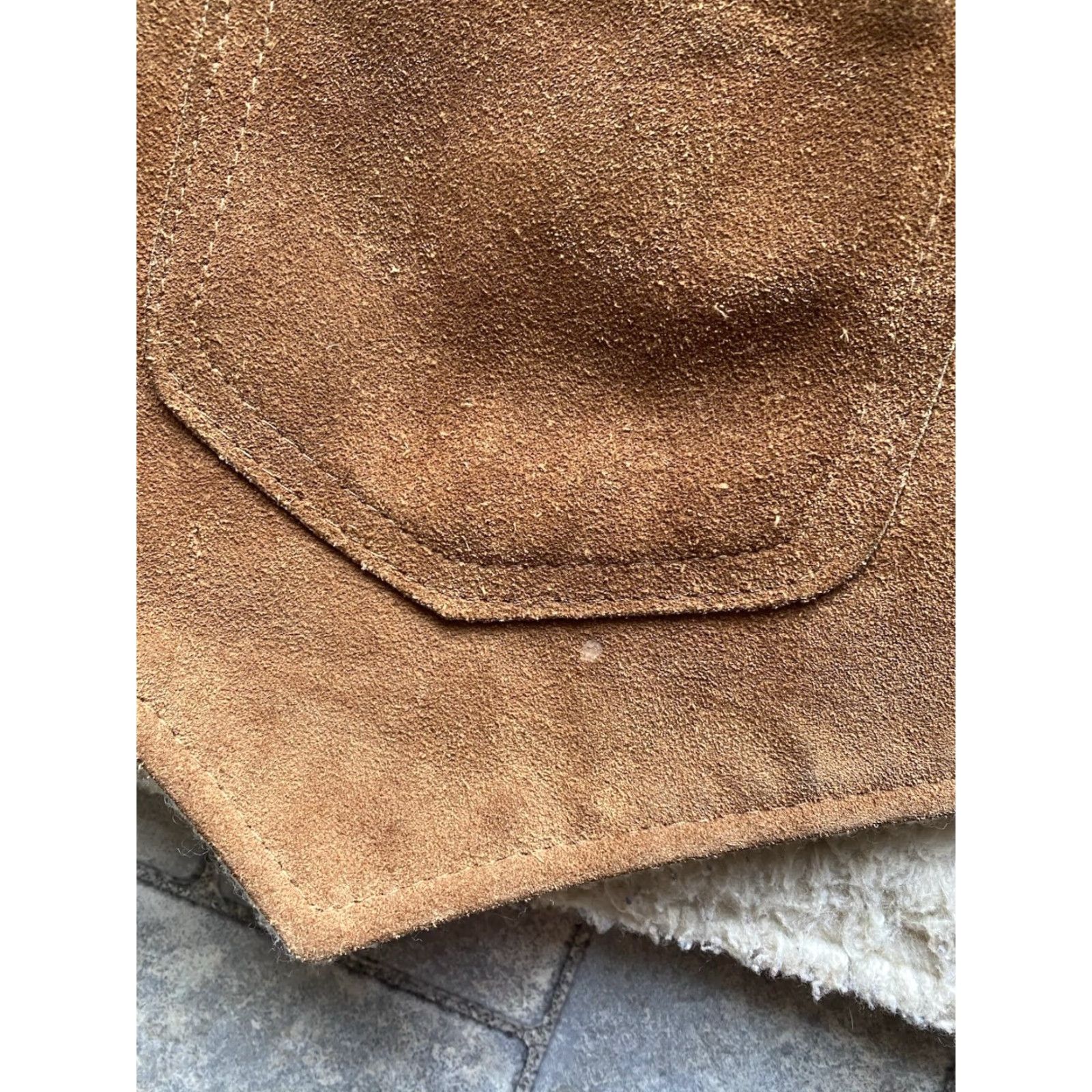 Sears VINTAGE Sears Vest Mens Small Western Suede Leather Sherpa Lined Pockets Snaps Cowboy Western VTG Size US S / EU 44-46 / 1 - 6 Thumbnail