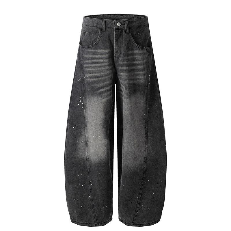 Vintage American street washed distressed splatter ink curved jeans Size US 32 / EU 48 - 1 Thumbnail