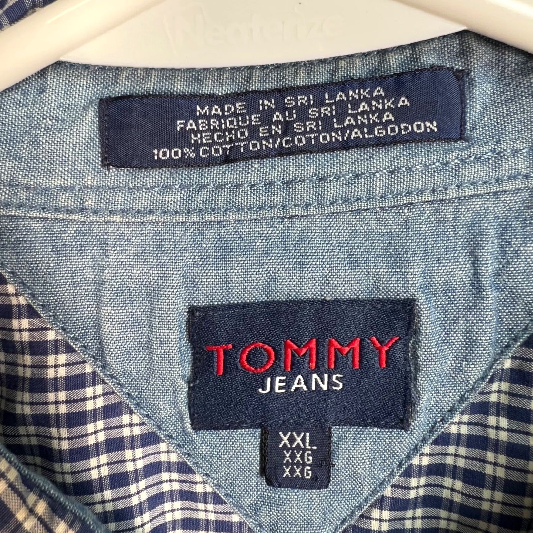 Tommy Hilfiger VINTAGE Tommy Hilfiger Jeans Mens XXL Button-Up Navy & White Checkered Shirt Size US XXL / EU 58 / 5 - 3 Thumbnail