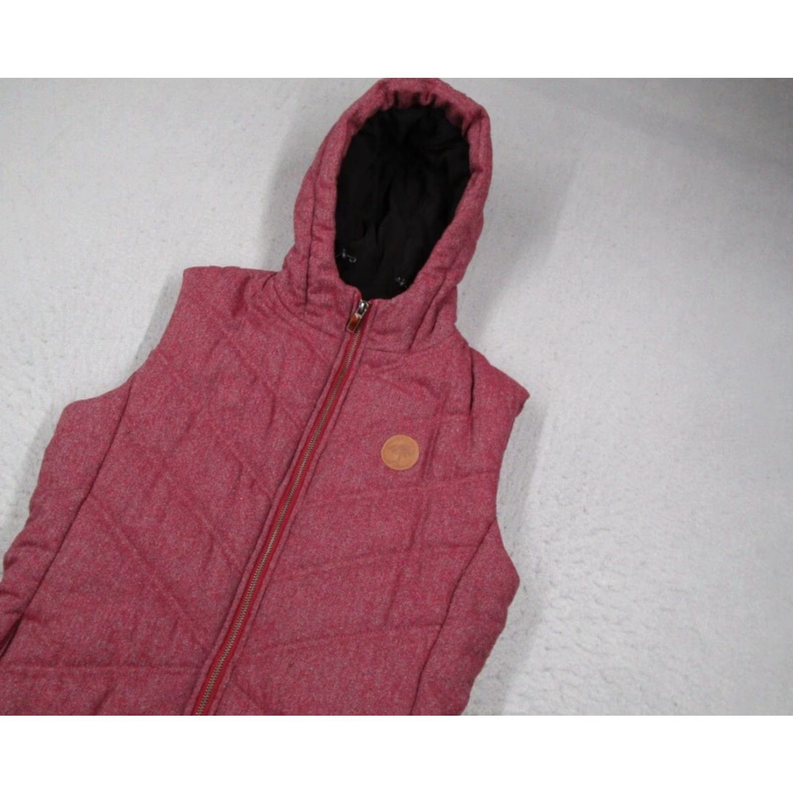 Vintage Arbor Vest Womens Medium Red Wool Blend Hooded Full Zip Quilted Fleece Lined Size M / US 6-8 / IT 42-44 - 2 Thumbnail